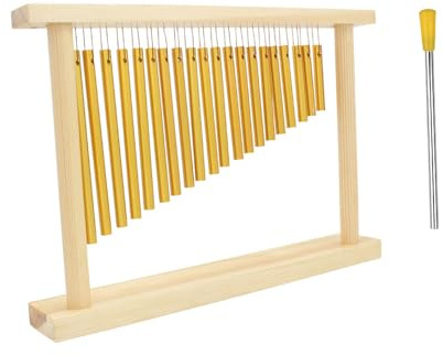 Campanas de Barra de Mesa de 20 Tonos, Instrumento de Percusión Musical de 20 Barras de Metal, Soporte de Madera, Ideal para Coro y Música de Adoración