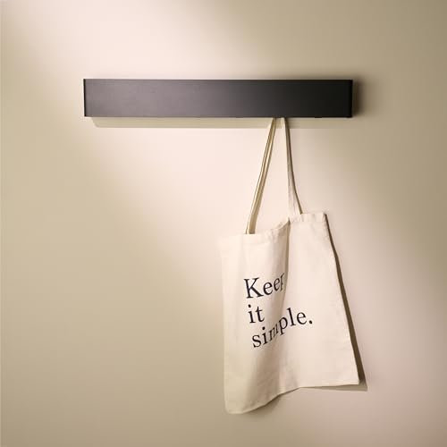 Designfabrik Hamburg Garderobe | Garderobenhaken | Kleiderstange Wandmontage | Garderobenleiste aus Metall | Wandgarderobe mit versteckten Haken | Modernes Design Schwarz 57 cm