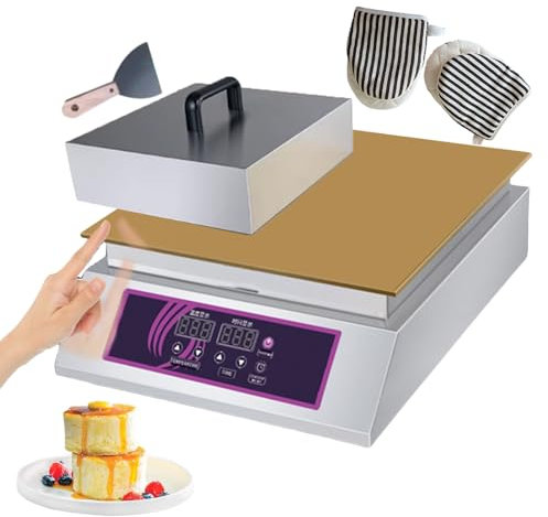 QUSYZD Plancha eléctrica Comercial de 1300 W | Máquina para Hacer panqueques Antiadherente con Temperatura de 0 a 260 °C | Máquina de Acero Inoxidable para Uso doméstico | Fácil Limpieza,