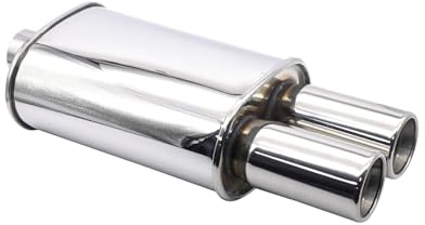 Silenziatore Terminale Tubi Di Scarico Per Auto Scarico Sportivo Da Corsa Silenziatori Turbo Suono Potenziato 63 Mm Doppia Entrata Uscita In Acciaio Inossidabile Scarico Marmitta(C)