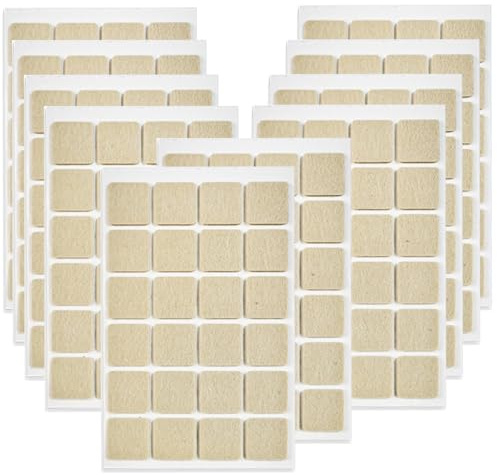 240 feltrini autoadesivi spessi per gambe di sedie, pavimenti, mobili, tavoli, fondo quadrato, antiscivolo, 22 x 22 mm, beige