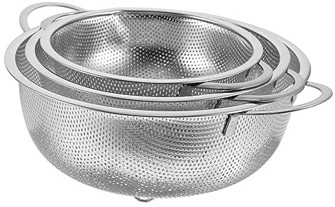Cabilock 3 pièces Passoire Inox à Double Poignée Tamis à Mailles Fines pour Légumes et Riz Panier de Drainage Multifonction pour Fruits Cuisine et Lavage
