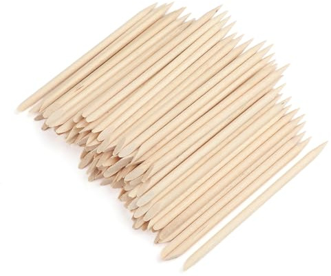 100pcs Bâtonnets Manucure, Bâtonnets Cuticules 9,5 * 3,8 cm, Adapté pour Repousser les Points de Peau Morte les Points de Perçage Bâton Bois d'oranger Trempé Dans de la Colle