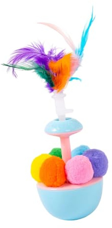 ZEPFJHE Lustiges Teaser-Spielzeug mit Pompons, gefiederte Katzen, für den Innenbereich, sicheres Haustierspielzeug für Kätzchen