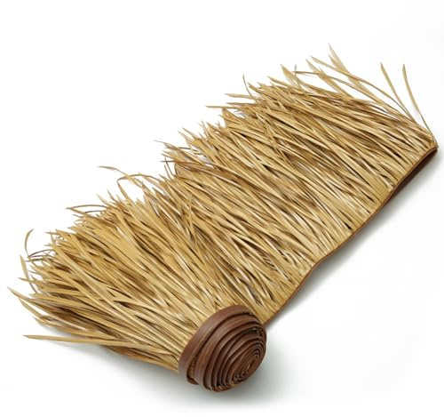 Rotolo di paglia di palma artificiale, 50 x 100 cm, impermeabile, pannello di paglia per bar Tiki, gazebo da giardino, decorazione per ombrelloni, piastrelle in paglia sintetica in polietilene