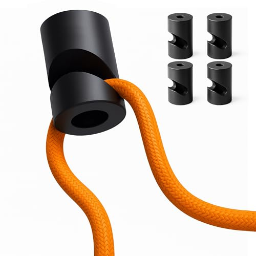 NewGround Designs Deckenpins 4er Set – Aufputz Kabelhalter für Textilkabel – Deckenbefestigung/Affenschaukel Halter – Lampen Distanzaufhänger – modernes Design, matt schwarz