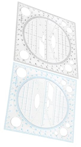 SEWACC 2 Stück Multifunktionale Zeichenschablonen Präzises Kreislineal aus Transparentem Kunststoff Geometrische Vorlage für Architektur Kunst und Design