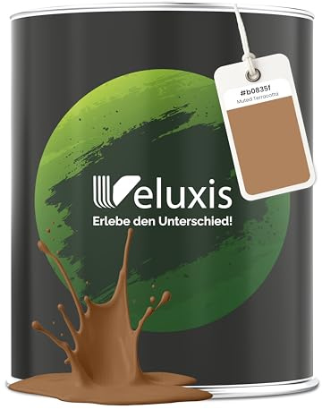 Veluxis® Peinture murale grise de qualité supérieure pour intérieur - 1 litre, pouvoir couvrant de classe 1, sans traces, anti-gouttes, écologique et sans COV - (Muted Terracotta)