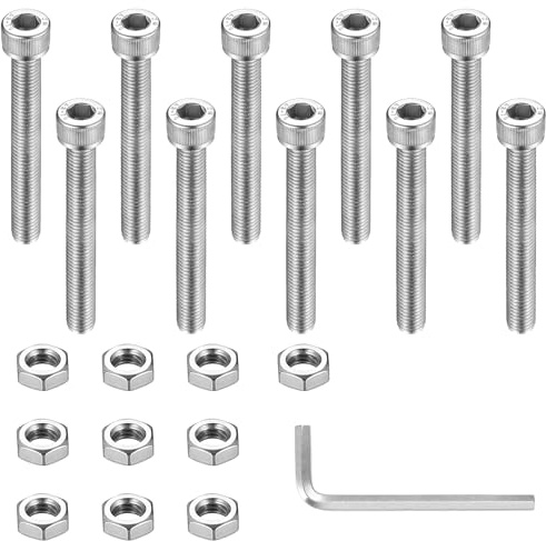 10 Pcs Vis M8 Boulons et Écrous, Vis à Tête Cylindrique à Six Pans Creux, Vis et Écrous, Vis à Six Pans Creux, Boulons à Tête Hexagonale, Vis à Métaux en Acier Inoxydable M8 x 60mm