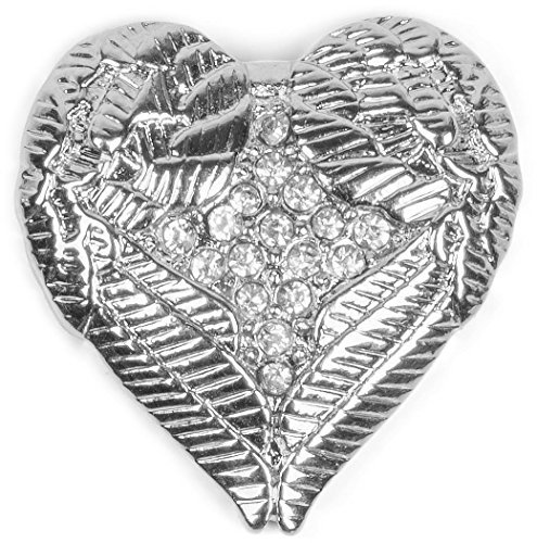 styleBREAKER Magnet Schmuck Anhänger Herz Flügel Design mit Strass für Kleidung, Schals, Tücher oder Ponchos, Brosche, Damen 05050044, Farbe:Silber