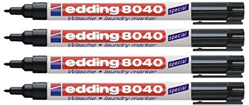 edding 8040 Wäschemarker - Schwarz - Permanentes Beschriften von Textilien und Kleidung - Waschfest und kochfest bis 95 Grad Celsius (Wäschemarker, schwarz, 4)