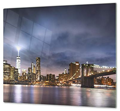 Cutting Board and Cooktop Cover - Impact & Shatter Resistant Glass; Measures: Single: 60 x 52 cm”; Double: 2 x 30 x 52 cm; D11 Cities Series: Marine Coast 4