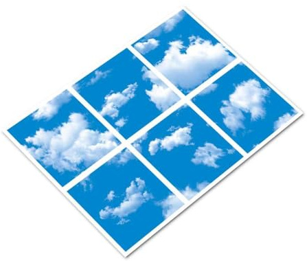 ENERJ 6 Pack 3D LED Sky Ceiling Panels 60x60cm, 40W 6000K Cool White Daylight Cloud Effect Light, Drop Ceiling Grid Tile for Office, Hospital & Sensory Room (2200lm per Panel)
