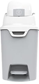 DIAPER CHAMP ONE Standard Handsfree mit Pedal - Windeleimer - geruchsdicht - berührungslose Bedienung - OHNE Nachfüllkassetten - für normale Müllbeutel - für ca. 30 Windeln - silber, weiß