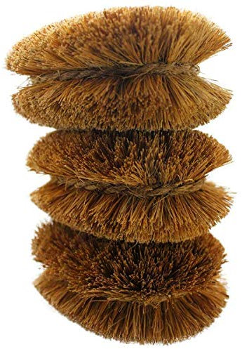 Pack of 3 Tawashi Vegetable Brushes Natural Coconut Fiber, Japanese Design, Ideal for Fruits, Veggies and Household use with Wire Hanging Loop by SKARBY