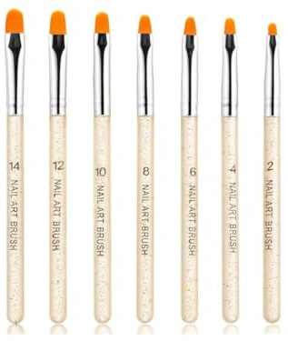 Aoshang 7Pcs Uv Gel Nail Brush, Poly Extension Gel Brush, Nail Art Tips Builder Painting Pen Set(No.2/4/6/8/10/12/14)