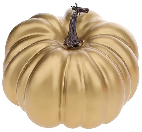 Gresorth 20 cm sprucken silverlinje serie falska halloween pumpor konstgjord cushaw för höst höst fest juldekoration - guld