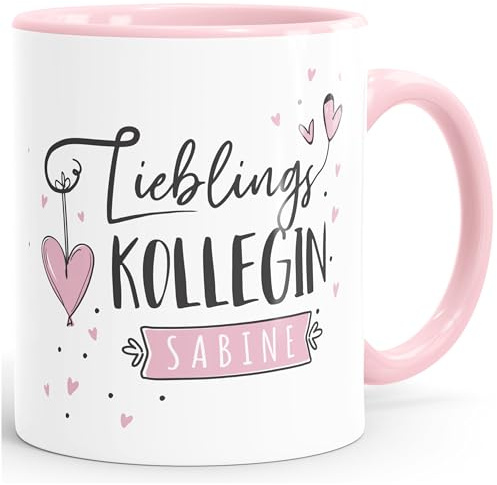 SpecialMe® Tasse Lieblings-(style_variation_string) personalisierbar mit Namen persönliche Geschenke kleines Dankeschön Inner-rosa Keramik-Tasse