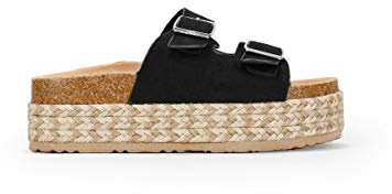 BOSANOVA Sandali beige con plateau, suola bicolore, da donna, senza chiusura