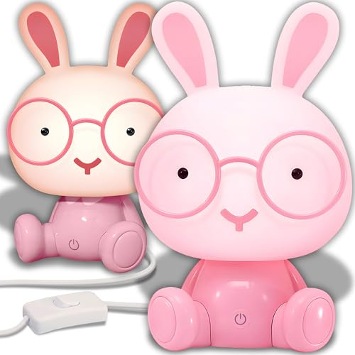 Retoo Kindernachtrlit mit 3 Modi, Hase Nachtlicht Farbwechsel mit Helligkeit Einstellbar für Kinderzimmer, Schlafzimmer, Badezimmer, Kawaii Nachtlicht Baby, Orientierungslicht Nachtlampe (Rosa)