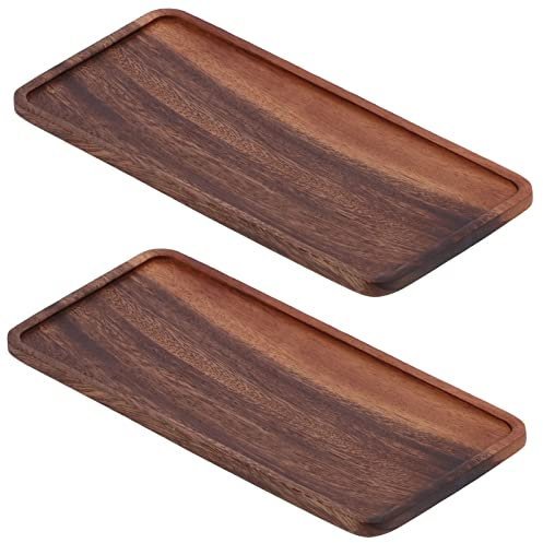 2 uds bandeja para servir bandeja de café platos de madera bandeja de té de nogal bandeja de café para platos de Bar de café para servir comida