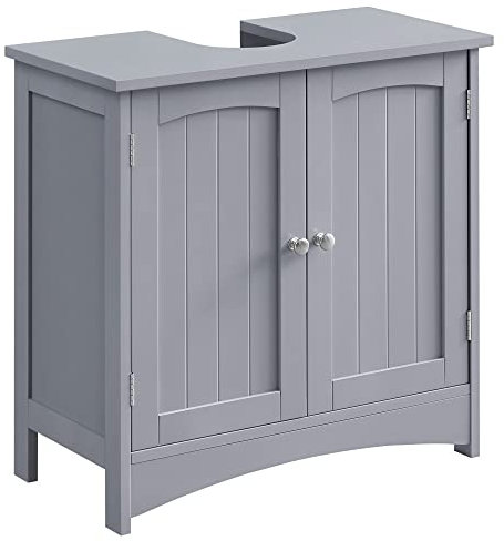 VASAGLE Waschbeckenunterschrank, Unterschrank, Badezimmerschrank, 30 x 60 x 60 cm, 2 Türen, Badschrank, höhenverstellbare Ablage, mystisches Grau BBC001P36