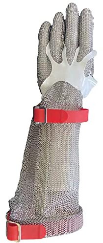 BICAP Guante de protección contra pinchazos de 20 cm, portátil por ambos lados, EN 1082/1, EN 1186, apto para alimentos, incluye tensor de guantes, cortaduras, guante de protección contra cortes (8)