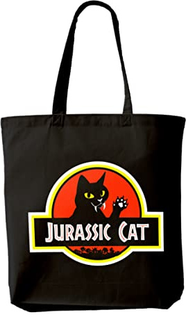 Einkaufstasche mit Katzenmotiv, wiederverwendbare Einkaufstasche aus Baumwolle, Einkaufstasche für Katzen, Schwarz