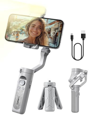 hohem iSteady XE Kit Gimbal Stabilizer for Smartphone,3-Axis Phone Gimbal,Magnetic Fill light, Portable and Foldable Stabilizer for iPhone&Android,Vlog Stabilizer for Video Recording,Max Payload 280g