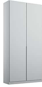 Rauch Möbel Alabama, Kleiderschrank für Schlafzimmer, Kinderzimmer, Wohnzimmer, Garderobe, Flur, 2-türig, mit Zubehör Basic, Farbe Seidengrau, Breite 91 cm