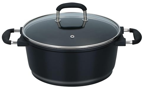 alpina Kochtopf Ø 24 cm - Induktion/Gas/Keramik - Silikongriffe - Spülmaschinenfest - Antihaftbeschichtung