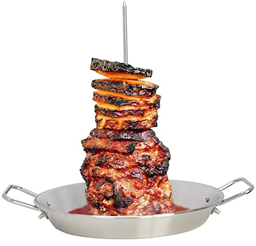 Vertikaler Spießständer für Grill, Al Pastor Spieß für Grill, Brasilianischer Grillspießständer aus Edelstahl mit 3 Abnehmbaren Spikes, Shawarma-Ständer, Brasilianischer(#1)