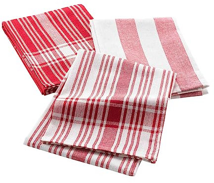 Douceur d'Intérieur Bayado - 3 paños, 50 x 70 cm, Rojos, de algodón Tejido