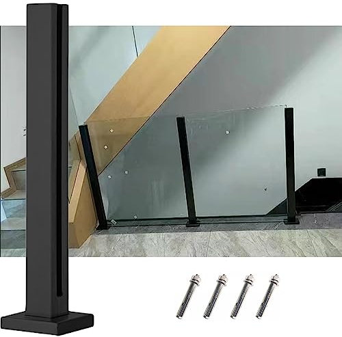 Poteau garde corps verre pince Escalier Couloir Poteau De Garde-corps En Verre Garde-corps À Panneaux Support De Sol, Jardin Balcon Balustrade Attache Pour Clôture Transparente, Inox Poteau Carré ( Co