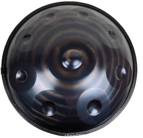 432Hz/440Hz Harmonic Handpan Drum in d-Dur 9 Töne 56cm Stahl mit weicher Handpan Tasche Harmonische Percussion,Gelb,440 Hz