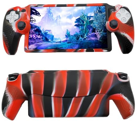 Camouflage Silicone Protective Case For PlayStation Portal Handheld Console Shell Shockproof Protection Case Anti-Slip Silicone Skin Protector Cover (Camouflage Red)