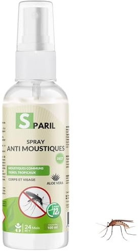 Spray Antizanzare Tropicale 100 Ml Repellente A Base Di Deet E Aloe Vera Protezione 12h | Prodotto Anti-punture Di Zanzare Per Neonati E Bambini | Soluzione Anti-zanzare Per Interni Ed Esterni