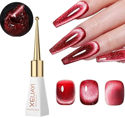 10 ml blutrotes Katzenaugen-Gel-Nagellack, Kristall-Katzenaugen-Gel-Nagellack-Kits, magnetisches Nagellack-Set, holografisches Katzenaugen-Gel-Nagellack, glänzendes Diamant-Glitzer-Gel,