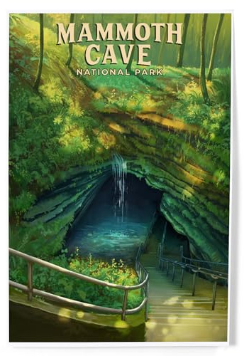 Lantern Press 8x12 Art Print, Mammoth Cave National Park, Oil Painting