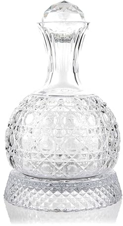 Lvpradior Carafe à vin en cristal - Rotatif à 360° - Aérateur de vin rouge - 1,5 l - Soufflé à la main - Sans plomb - Cadeau de luxe pour un goût plus lisse - Style 2
