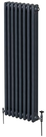 Radiatore Termosifone a 3 Colonne 1800mm x 382mm Moderno Centralizzato Grigio antracite in Acciaio Inox Verticale a Parete Cucina Soggiorno Bagno Kit di Fissaggio e Spazzola Inclusi