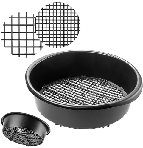 KADAX Regulierbares Gartensieb aus Kunststoff, Runder Kunststoffsieb für Sand & Kompost & Erde & Steine, Mit Manueller Verstellung des Siebeinsatzes (Rund)