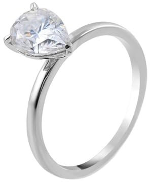 Epinki Echter Schmuck, 750 Weiß Gold Ringe, Teardrop Solitär Eheringe mit Tropfen 1ct Moissanit, 18K Verlobungsring Freundschaftsringe Gr.51 (16.2)