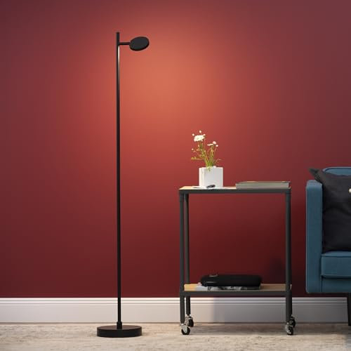 Lightbox LED Stehlampe mit 3 Stufen-Touch-Dimmer & warmweißer Lichtfarbe (3000 K) & schwenkbarem Kopf & USB | 130 cm Höhe | dimmbare mobile Standleuchte | aus Metall/Kunststoff in Schwarz