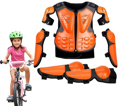 Equipamiento de motocicleta para niños – Protector de pecho para montar a caballo, equipo de seguridad para ciclismo, 5 piezas, cómodo traje de protección con rodilleras, codos, brazos y hombros