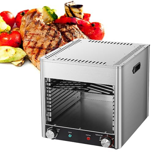 VNATWGOO Asador Comercial para Carne De 1700 W 3400 W, para Tostar, Asar Pollo, Carne De Res, Cerdo, Pizza Y Verduras, Horno EléCtrico De Temperatura Constante De 800 °C,NPJ-004-110V