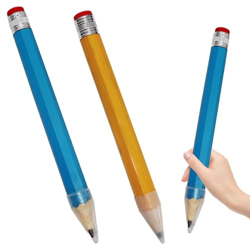 MEKEET 2PCS Giant Wooden Pencil, Yellow and Blue