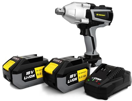 Rodcraft RC9087K6 Akku-Schlagschrauber Set, 3/4, 1500 Nm Lösemoment | 1700 U/min, 2x 6 Ah Akku und LED-Licht. Inklusive Ladegerät und Stofftasche