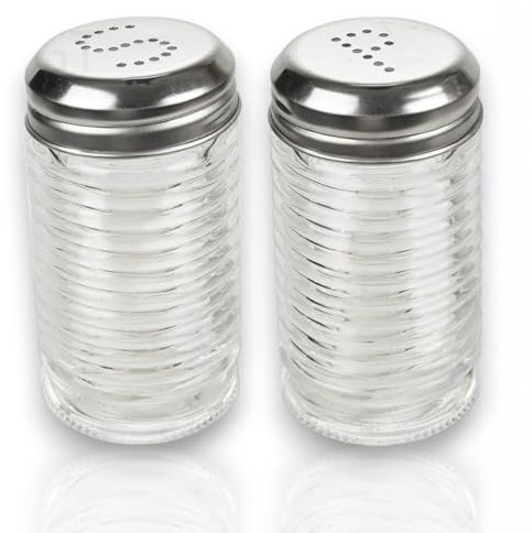 Butterbrüder Juego de sal y pimienta, salero de cristal para mesa de comedor, cocina, juego de 2 unidades, cristal, pimentero, sencillo y económico, diseño purista en forma de cilindro (juego de 2