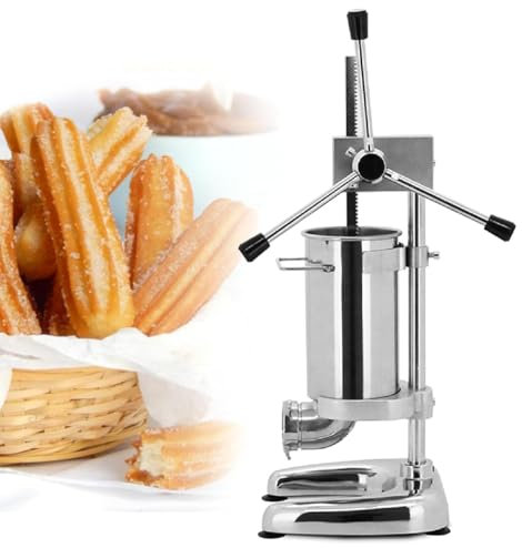 Macchina manuale per churro in acciaio inossidabile con 5 stampi per ciambella spagnola, ideale per sala torte e panetteria, capacità 2 l
